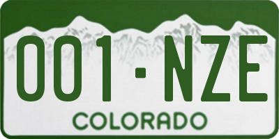 CO license plate 001NZE