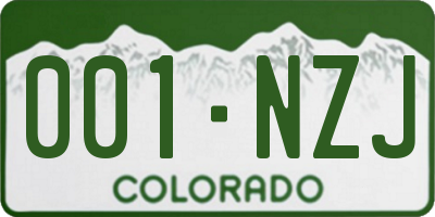 CO license plate 001NZJ