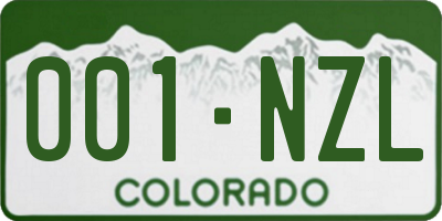 CO license plate 001NZL