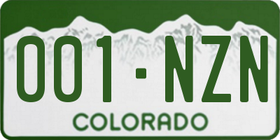 CO license plate 001NZN