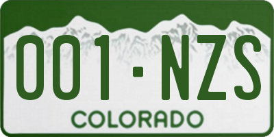 CO license plate 001NZS