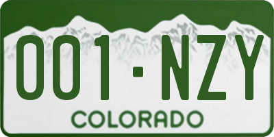 CO license plate 001NZY