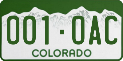 CO license plate 001OAC