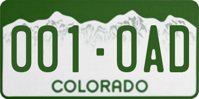 CO license plate 001OAD