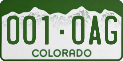 CO license plate 001OAG