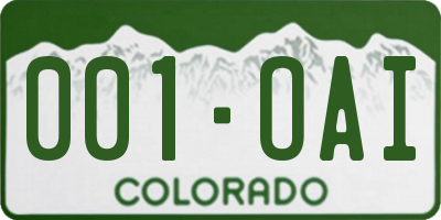 CO license plate 001OAI