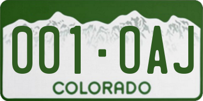 CO license plate 001OAJ