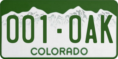 CO license plate 001OAK