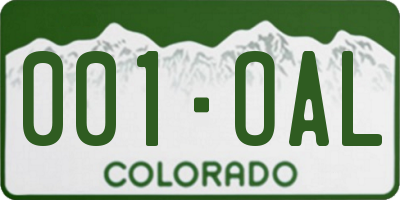 CO license plate 001OAL