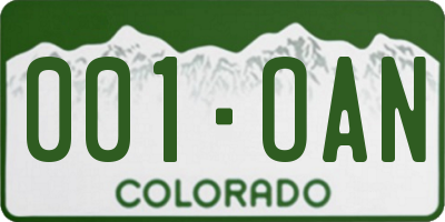 CO license plate 001OAN