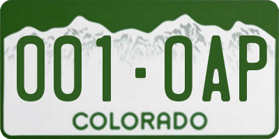 CO license plate 001OAP