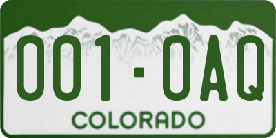 CO license plate 001OAQ