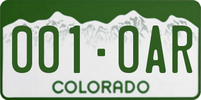 CO license plate 001OAR