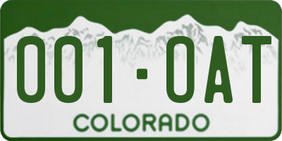 CO license plate 001OAT