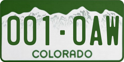 CO license plate 001OAW