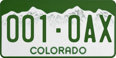 CO license plate 001OAX