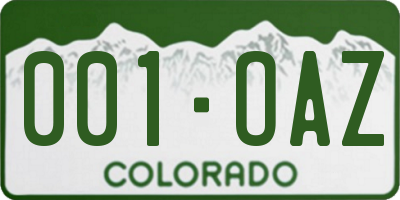 CO license plate 001OAZ