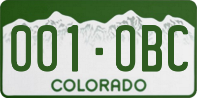 CO license plate 001OBC