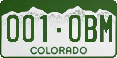 CO license plate 001OBM