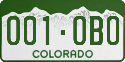 CO license plate 001OBO