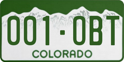 CO license plate 001OBT