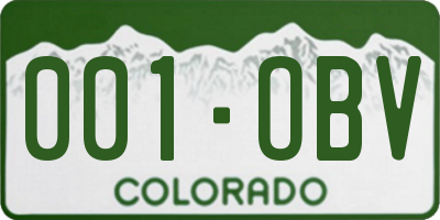 CO license plate 001OBV