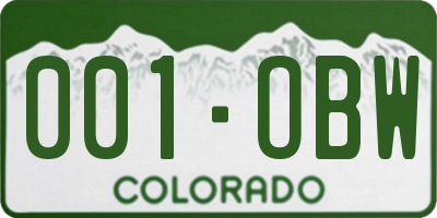 CO license plate 001OBW