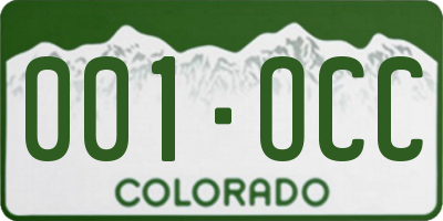 CO license plate 001OCC