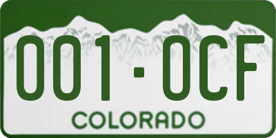 CO license plate 001OCF