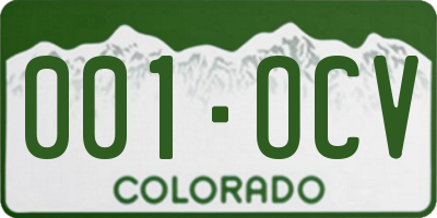 CO license plate 001OCV