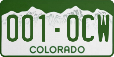 CO license plate 001OCW