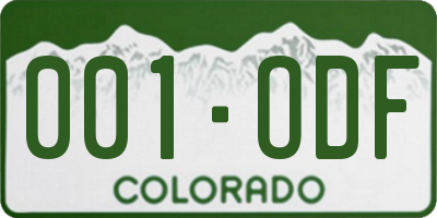 CO license plate 001ODF