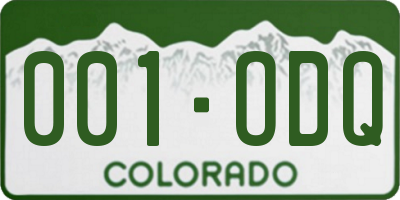 CO license plate 001ODQ