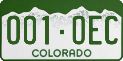 CO license plate 001OEC