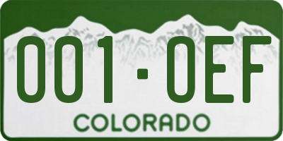 CO license plate 001OEF