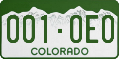 CO license plate 001OEO