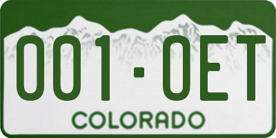 CO license plate 001OET