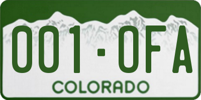 CO license plate 001OFA