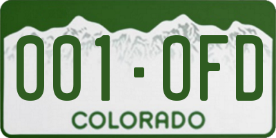 CO license plate 001OFD