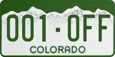 CO license plate 001OFF