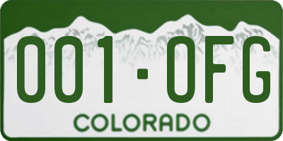 CO license plate 001OFG