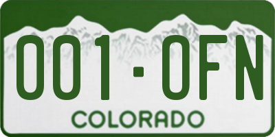 CO license plate 001OFN