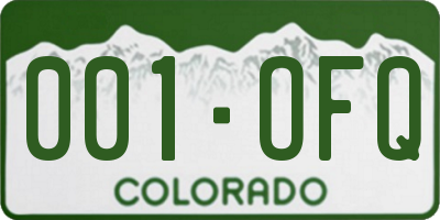 CO license plate 001OFQ