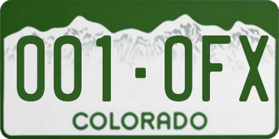 CO license plate 001OFX