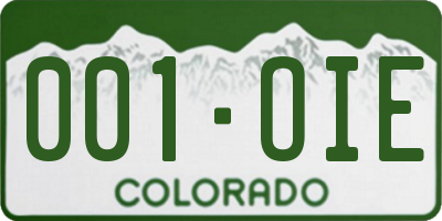 CO license plate 001OIE