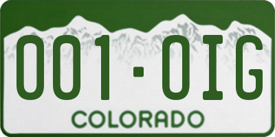 CO license plate 001OIG