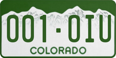 CO license plate 001OIU