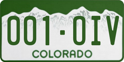 CO license plate 001OIV