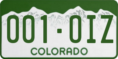 CO license plate 001OIZ