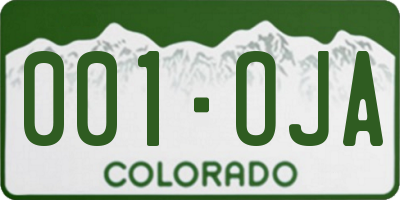 CO license plate 001OJA